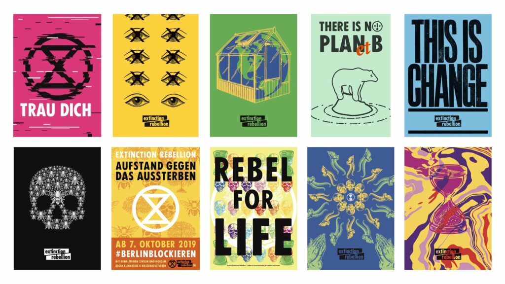 Note. From Extinction Rebellion Poster Vorlagen, by Extinction Rebellion, n.d. (https://extinctionrebellion.de/mitmachen/material/grafik/). Copyright © Extinction Rebellion 2022.